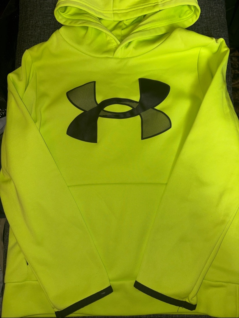 Under Armour Neon Yellow Pullover Hoodie with Black Logo